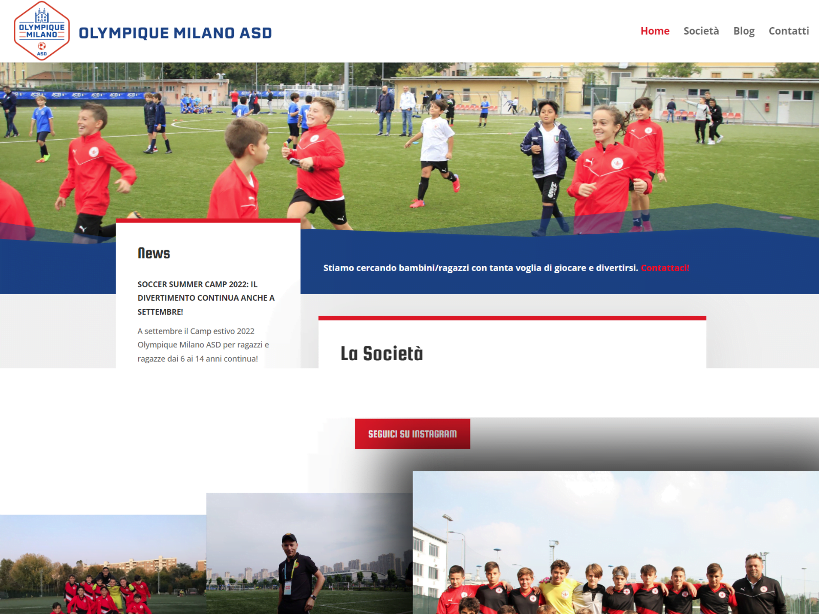 portfolio sito web Olympique Milano asd